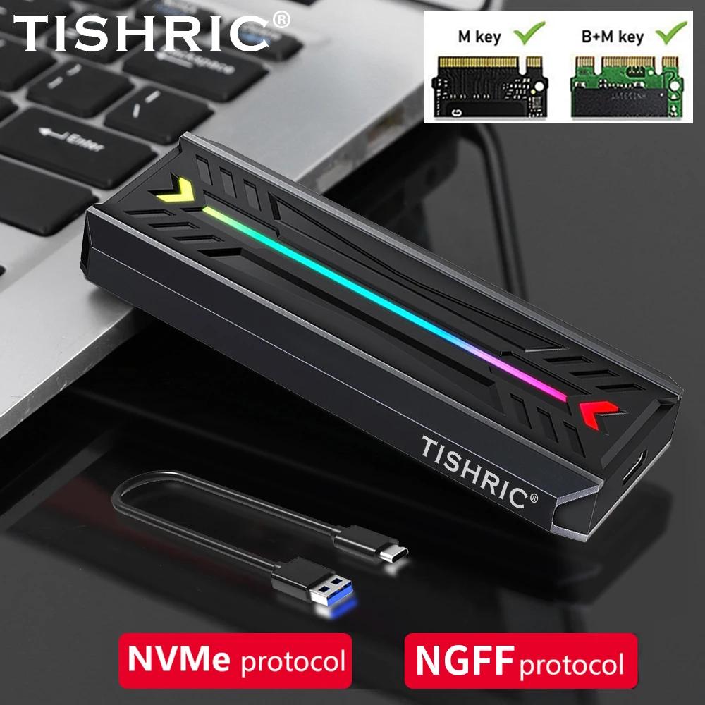 TISHRIC M2 SSD ̽ NVMe SATA SSD Ŭ,   USB C Ÿ M.2 SSD RGB ̽, 2230, 2242, 2260/2280 ϵ ũ ڽ